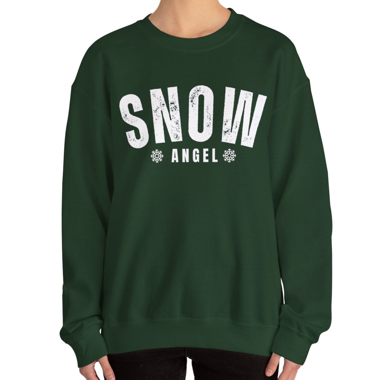 Women's Heavy Sweatshirt – "Snow Angel" Cozy Winter Graphic Sweatshirt