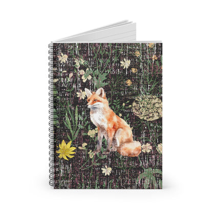 Fox in Bloom: Ruled Spiral Notebook with Adorable Fox and Floral Harmony - Eddy and Rita