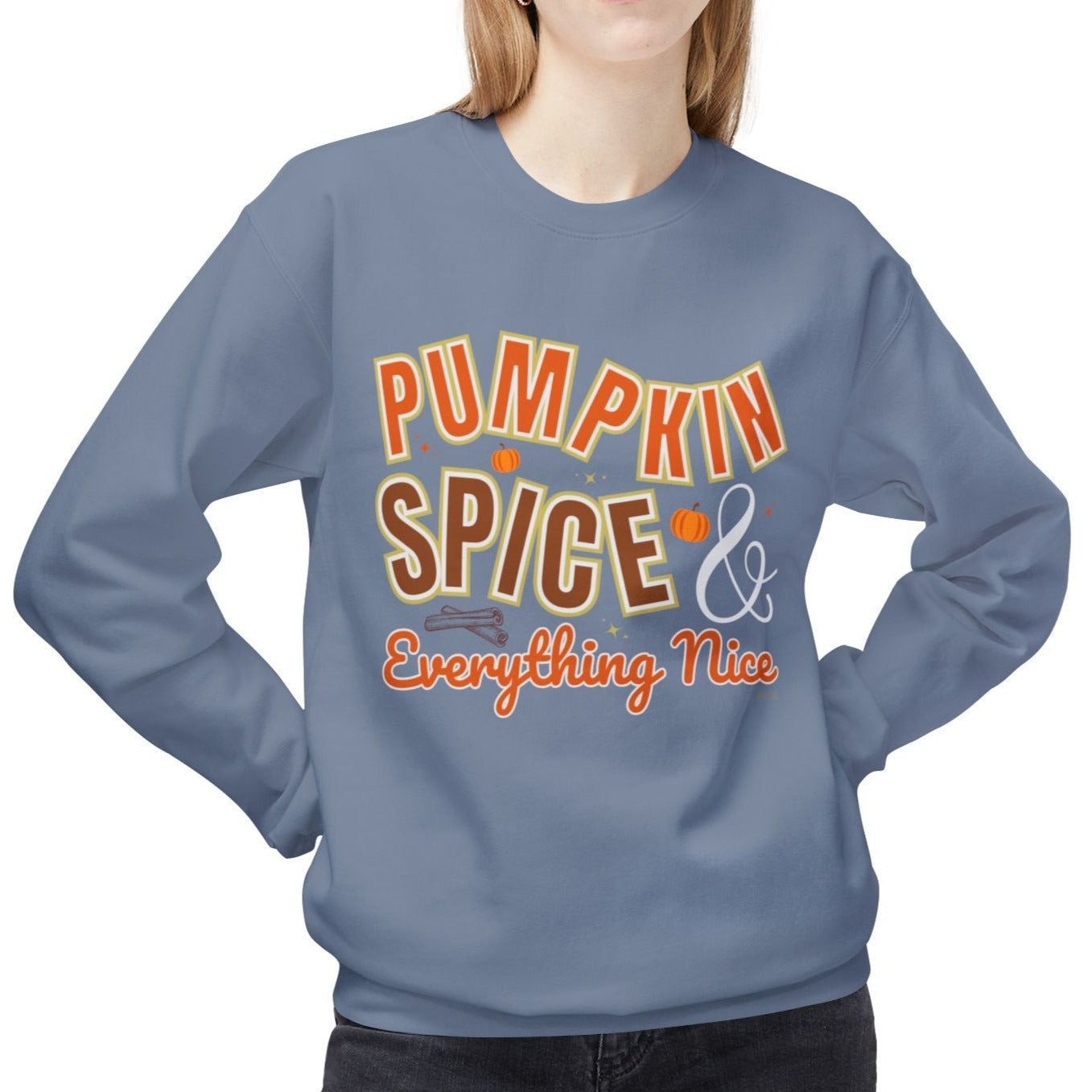 Eddy and Rita Women's Midweight Sweatshirt - "Pumpkin Spice and Everything Nice" Fall Graphic Pullover