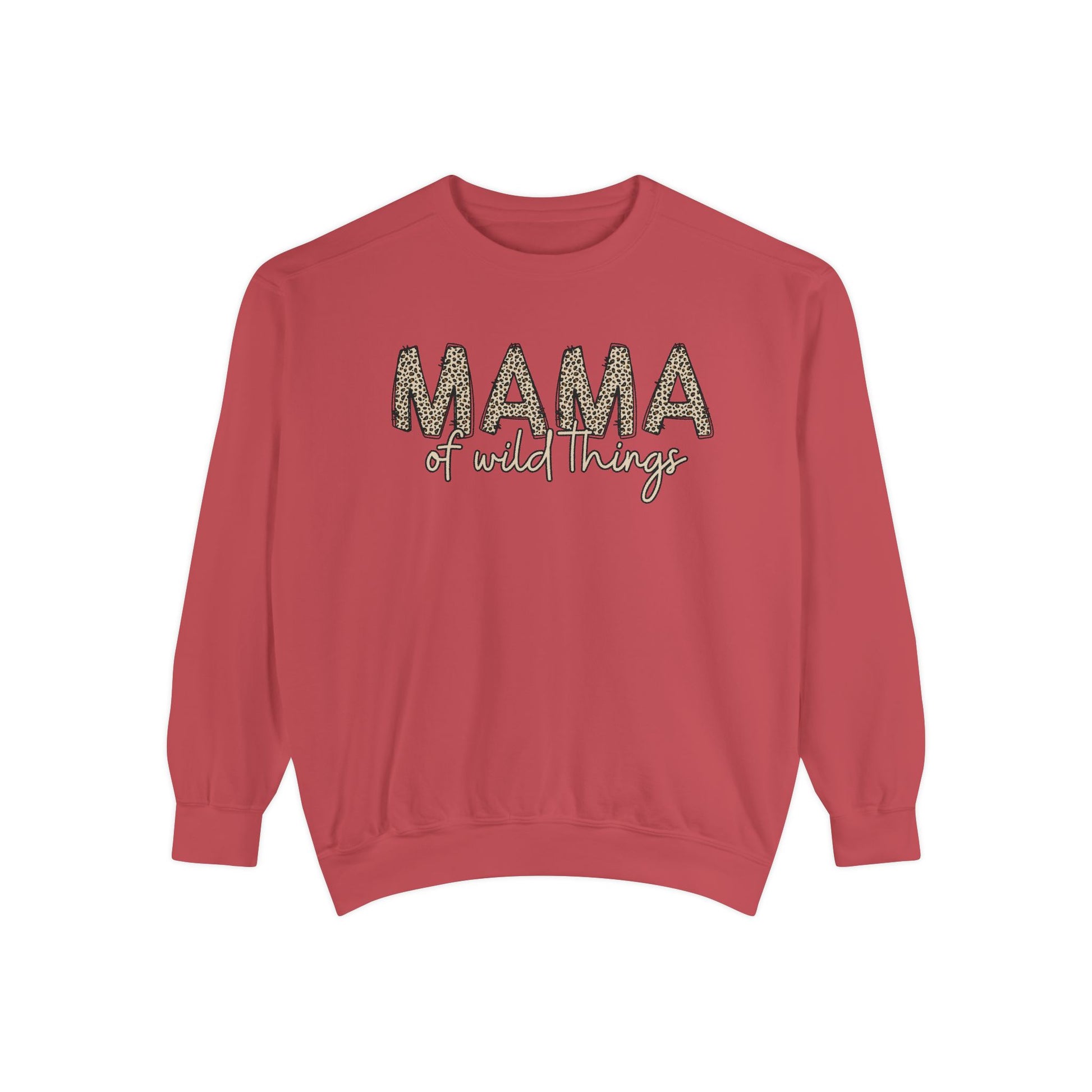 Women’s Comfort Colors Sweatshirt – “MAMA of Wild Things” Leopard Print Design | Cozy and Stylish Mom Pullover