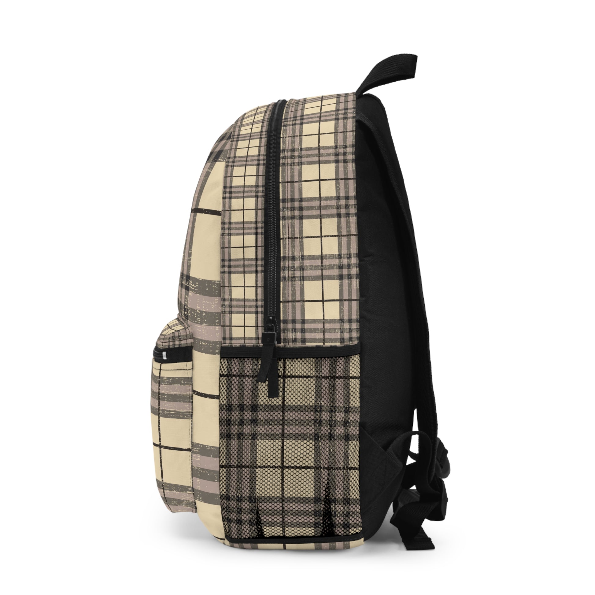 Eddy and Rita Women's Trendy Cream, Grey, and Black Plaid Backpack - Premium Designer Bag