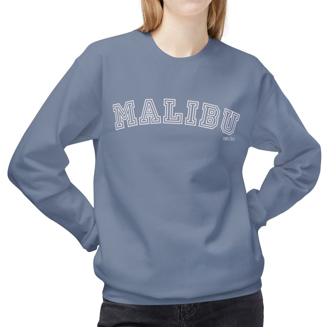 Eddy and Rita Women's Midweight Crewneck Sweatshirt - "Malibu" Coastal Graphic Pullover