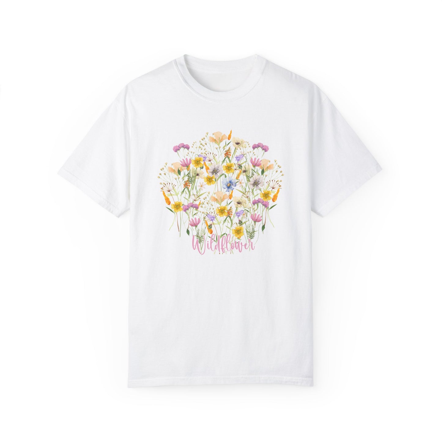 Wildflower Circle Graphic Tee - Beautiful Blooms for Free Spirits Garment-Dyed T-shirt