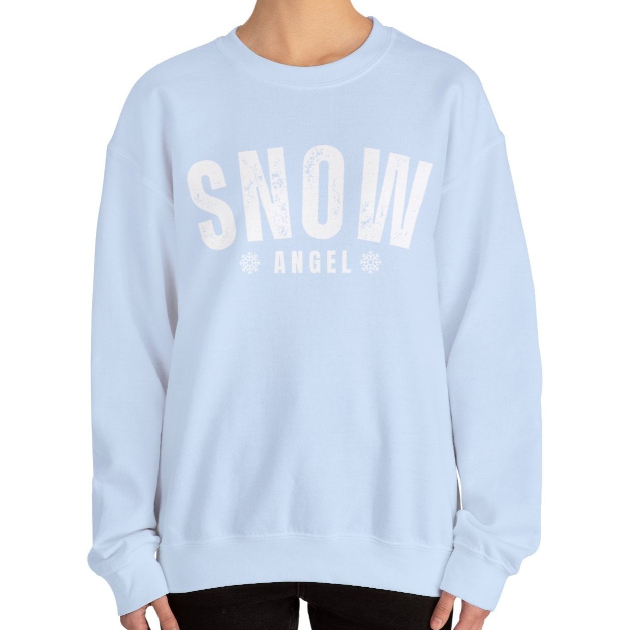 Women's Heavy Sweatshirt – "Snow Angel" Cozy Winter Graphic Sweatshirt