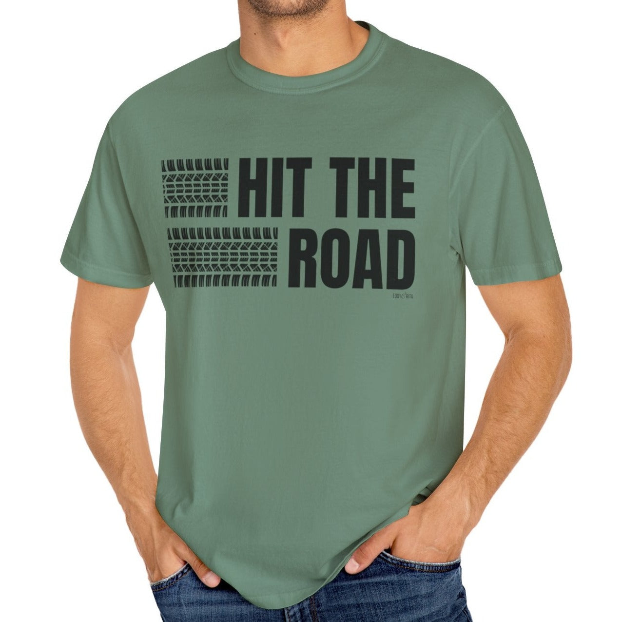 Eddy and Rita Men's Comfort Colors Lightweight T-Shirt - "Hit the Road" Graphic Tee