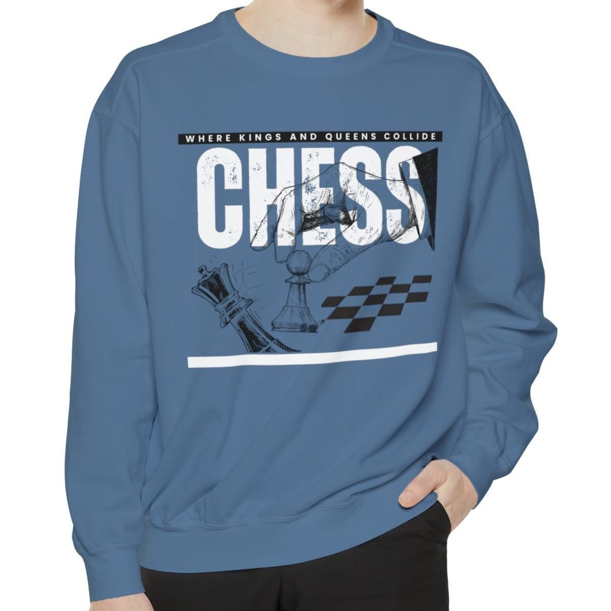 Chess, Where Kings and Queens Collide Strategic Comfort Colors Men's Sweatshirt - Eddy and Rita