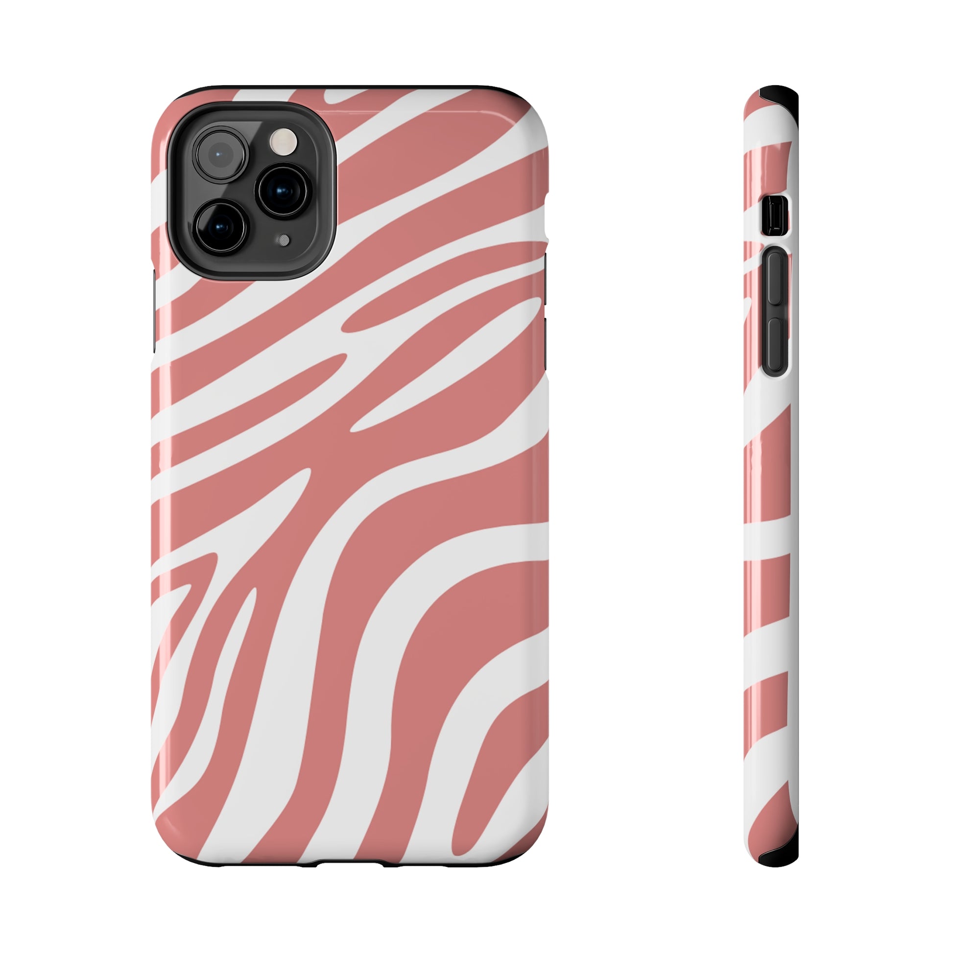 Pink and White Zebra Stripes iPhone Case - Stylish and Protective Cover for Your Device