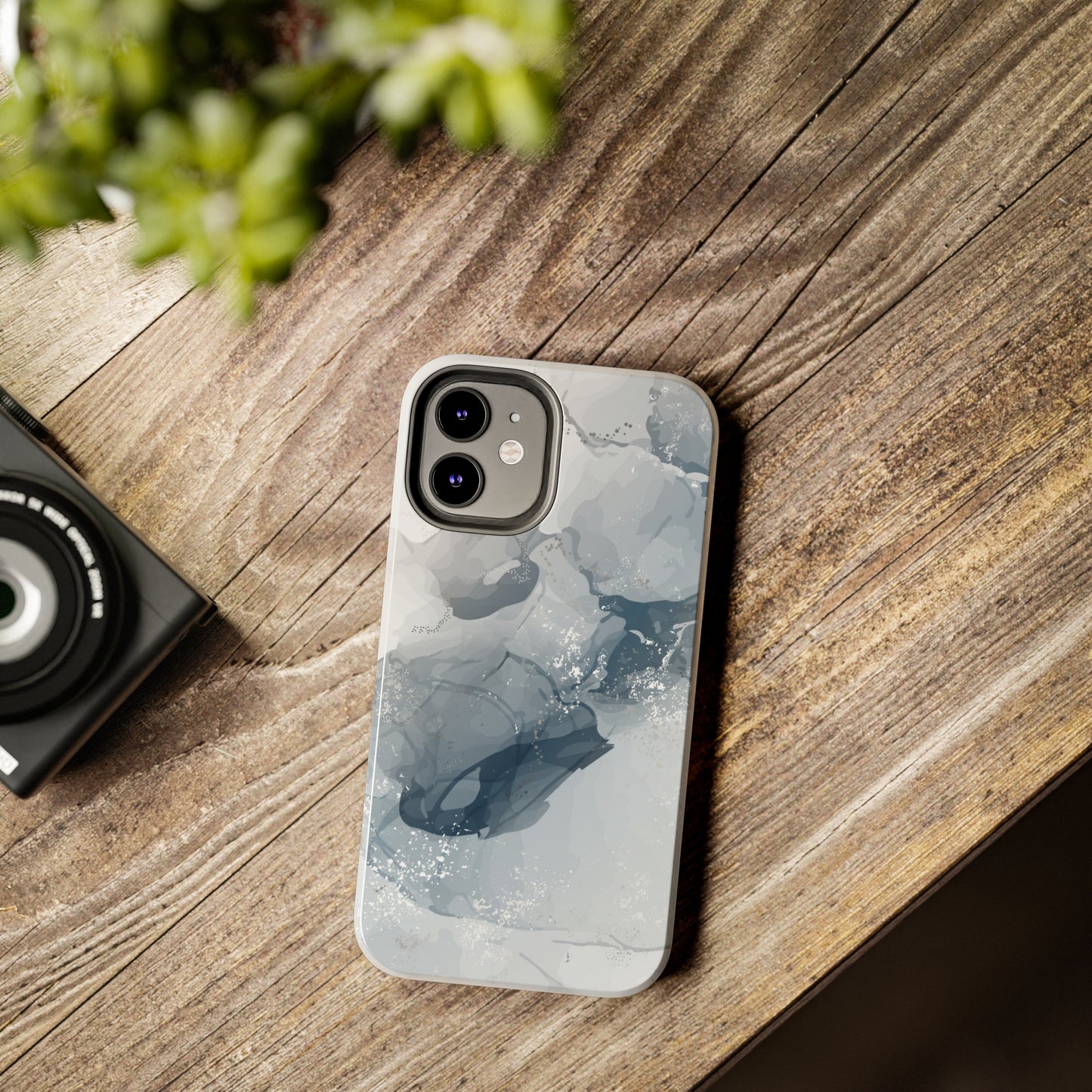 Gray and White Marble Pattern Cell Phone Case - Elegant and Sleek Device Cover