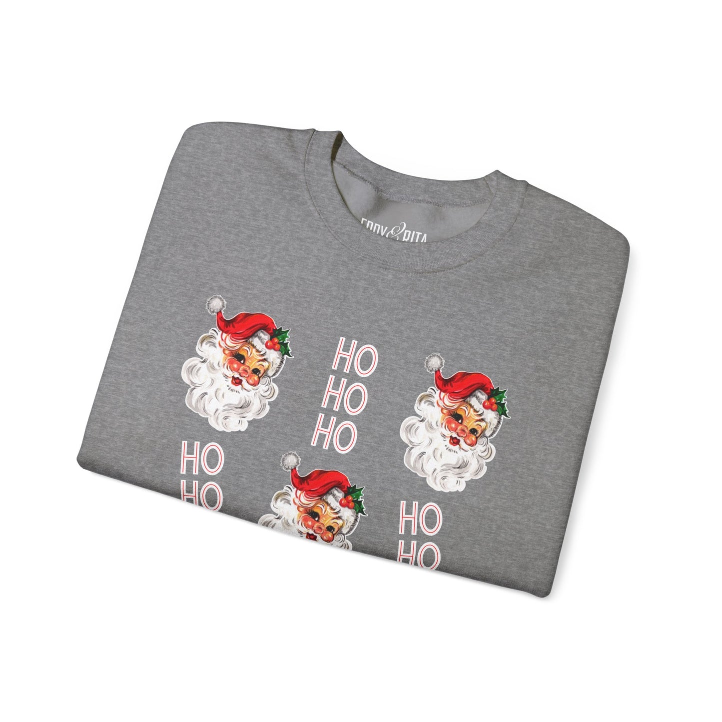 Women's Heavy Sweatshirt – "Ho Ho Ho Santa" Festive Christmas Graphic Sweatshirt