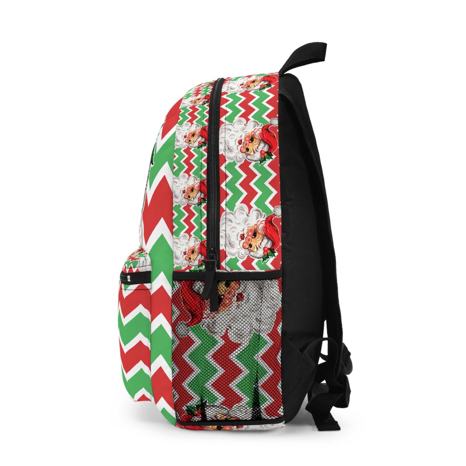 Christmas Backpack – Vintage Santa and Chevron Stripes Design | Stylish and Festive Holiday Bag