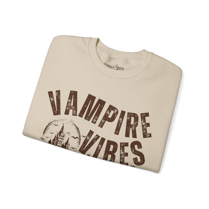 Eddy and Rita Women's Heavy Crewneck Sweatshirt - "Vampire Vibes" Halloween Graphic Pullover