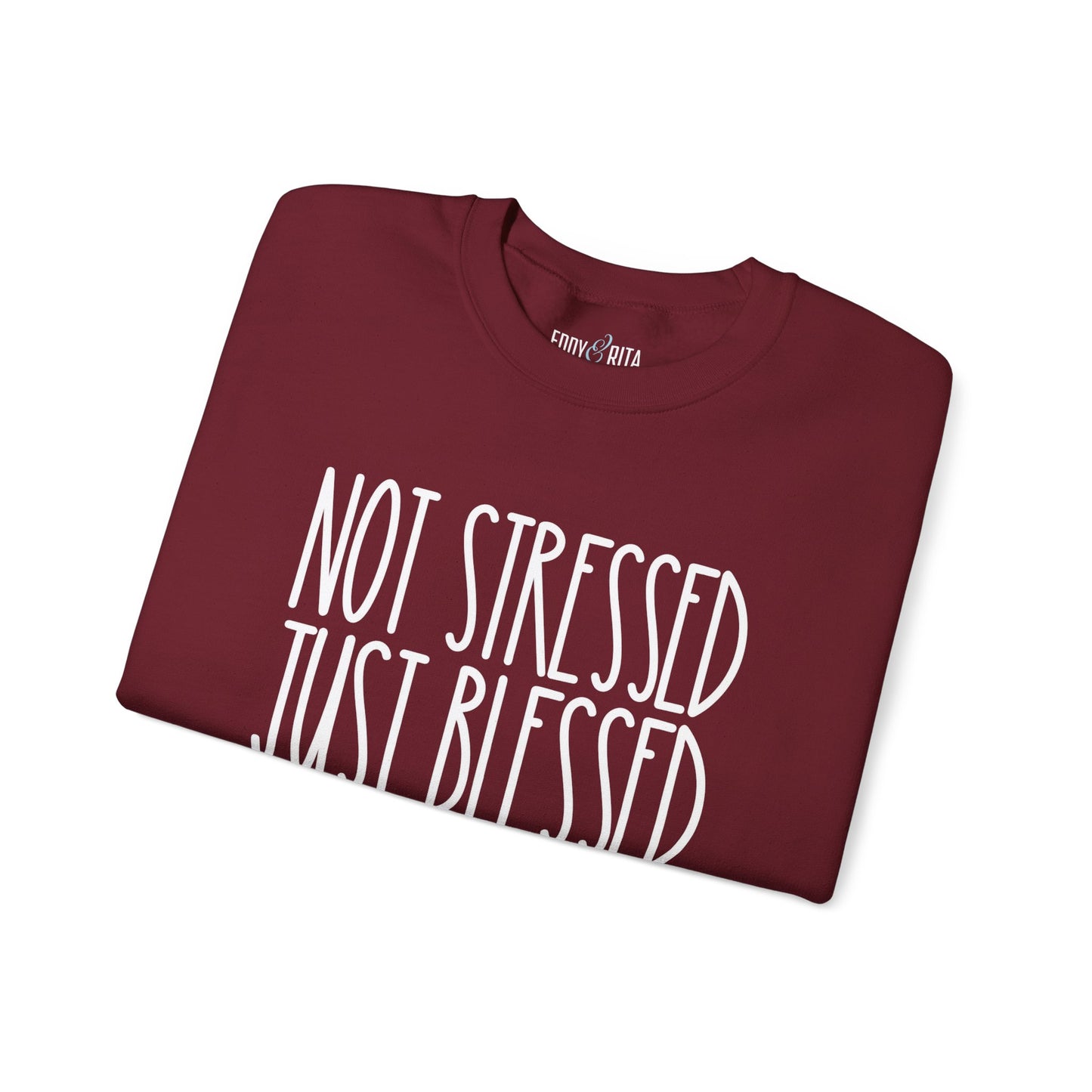 Women’s Heavy Sweatshirt – “Not Stressed Just Blessed” | Cozy and Inspirational Pullover