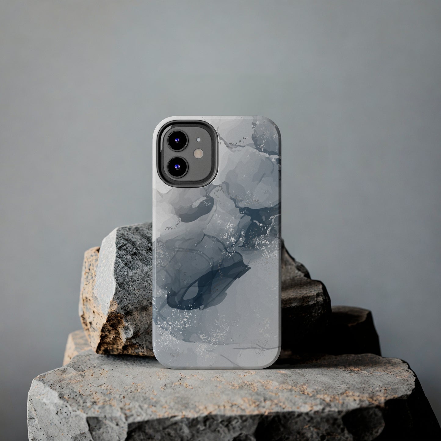 Gray and White Marble Pattern Cell Phone Case - Elegant and Sleek Device Cover