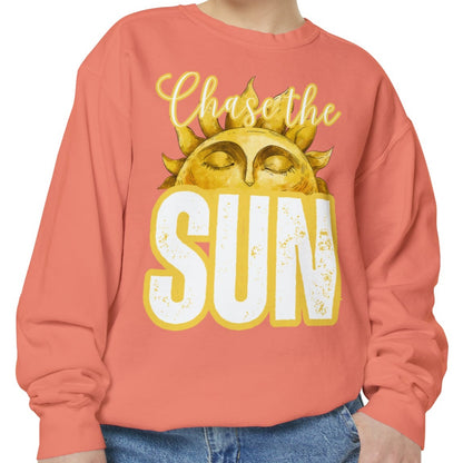 Chase the Sun Women's Comfort Colors Sweatshirt - Cozy and Inspirational - Eddy and Rita