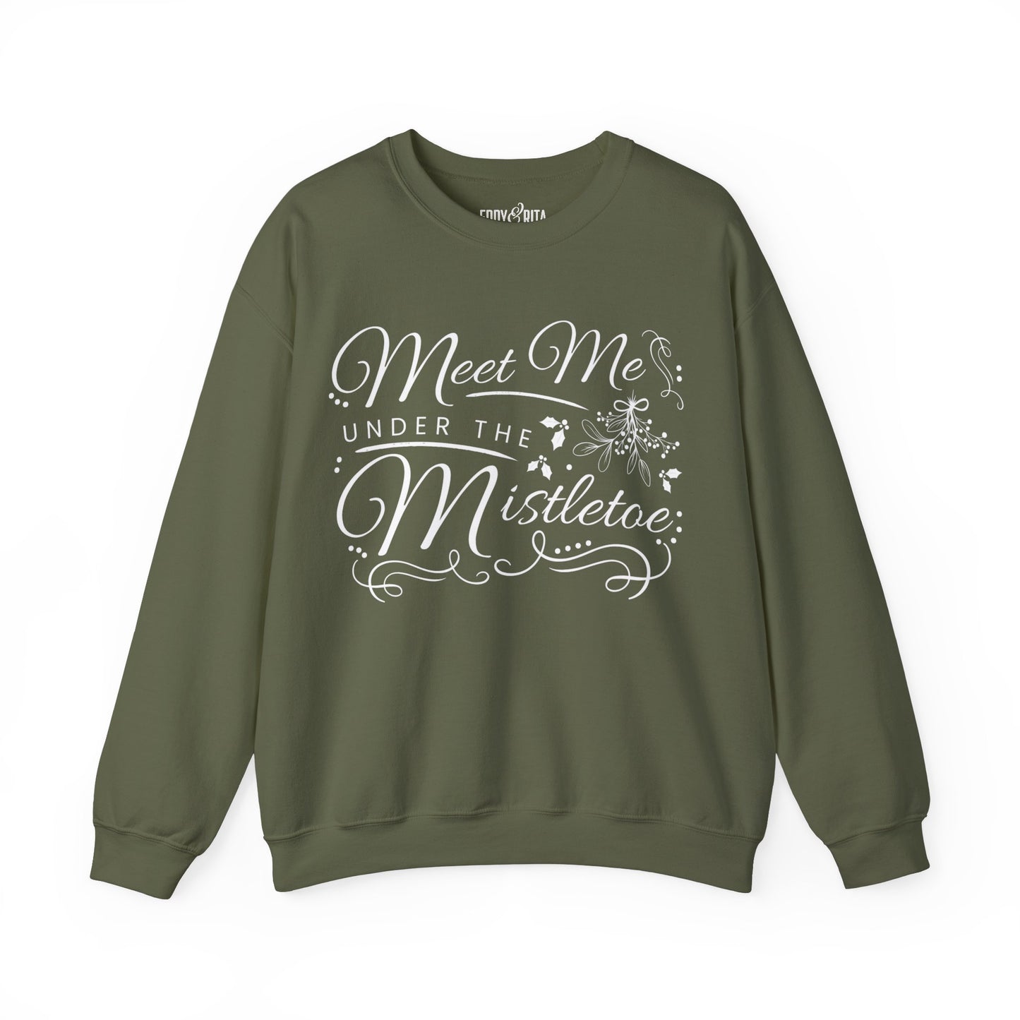 Women’s Heavy Sweatshirt – “Meet Me Under the Mistletoe” | Cozy and Romantic Christmas Holiday Apparel