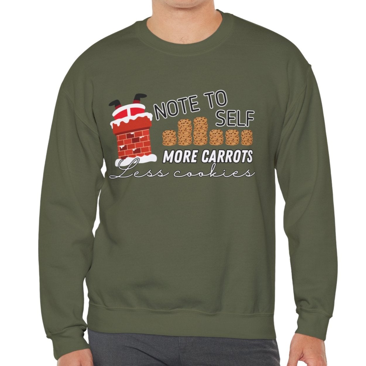 Note to Self: More Carrots, Less Cookies Santa Men's Sweatshirt