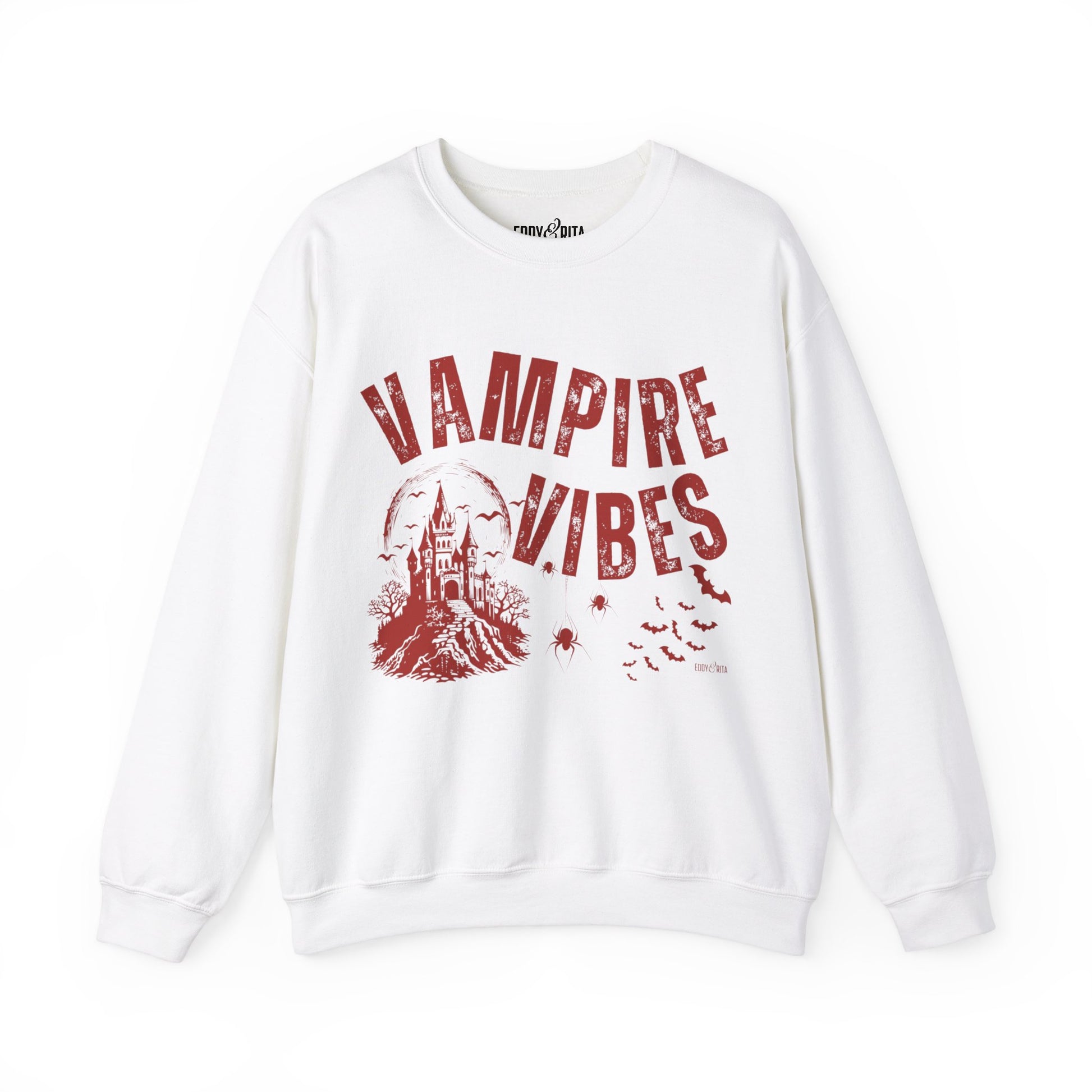 Eddy and Rita Women's Heavy Crewneck Sweatshirt - "Vampire Vibes" Halloween Graphic Pullover