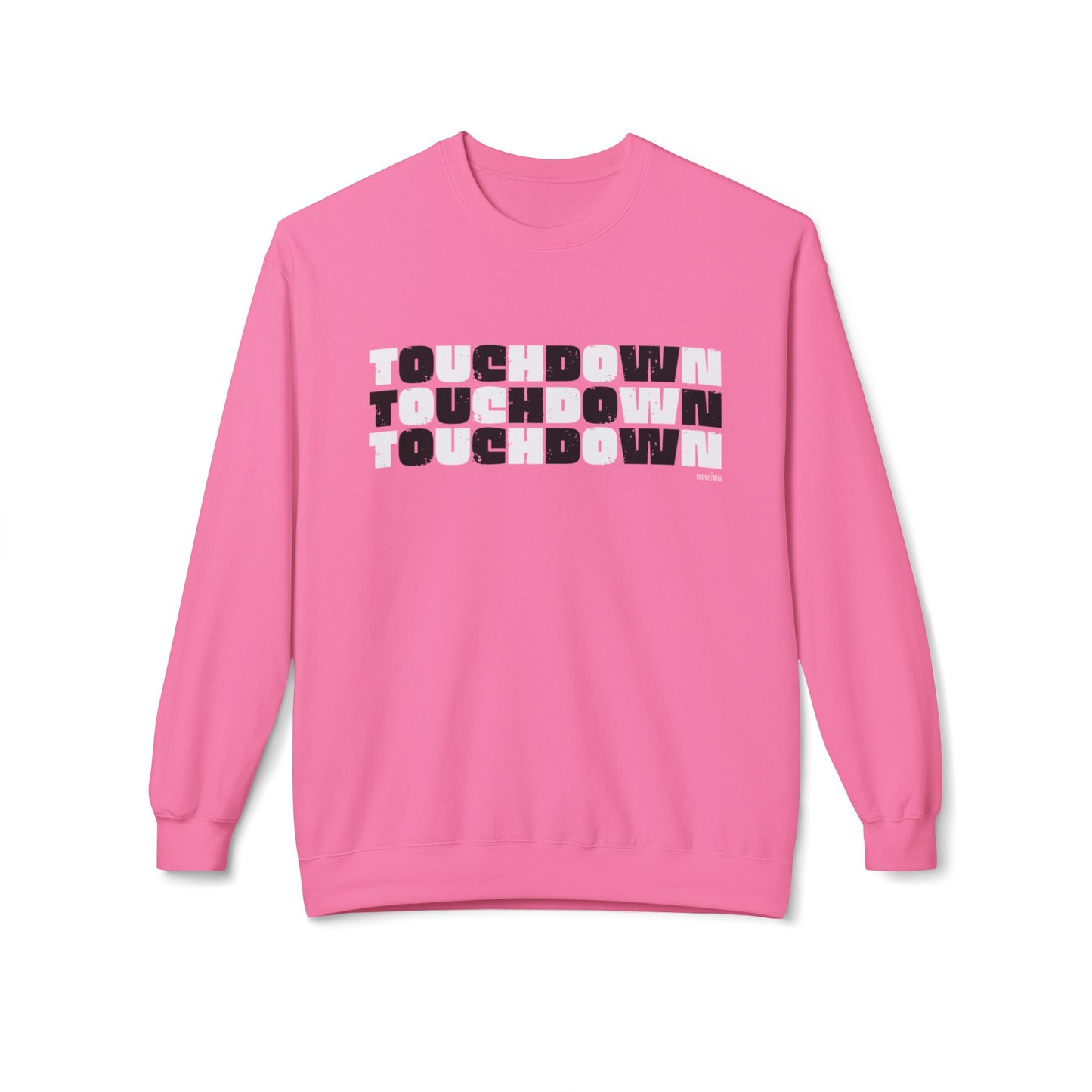 Eddy and Rita Women's Midweight Crewneck Sweatshirt - "Touchdown" Black and White Checked Graphic Pullover