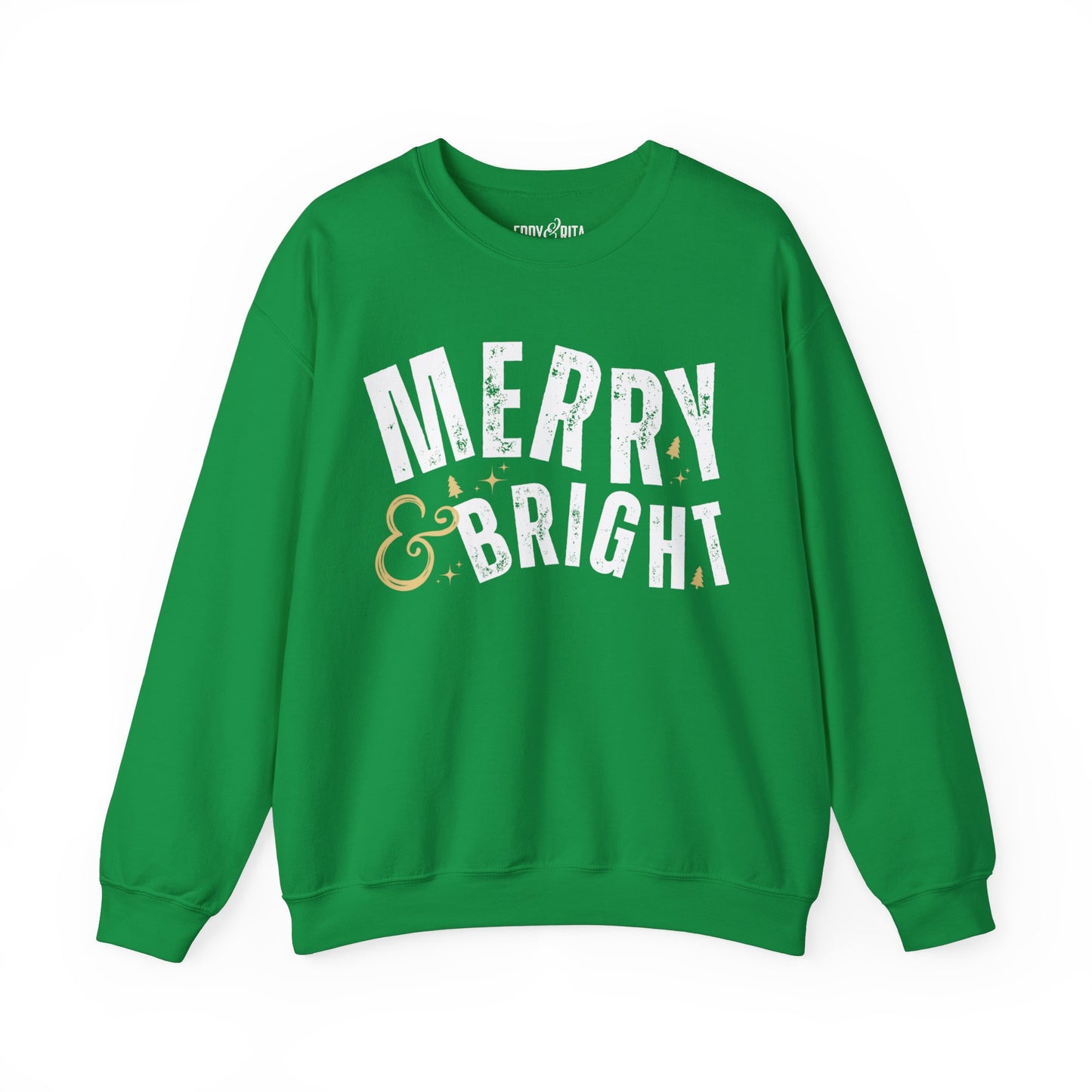 Women's Heavy Sweatshirt – "Merry and Bright" Festive Christmas Graphic Sweatshirt