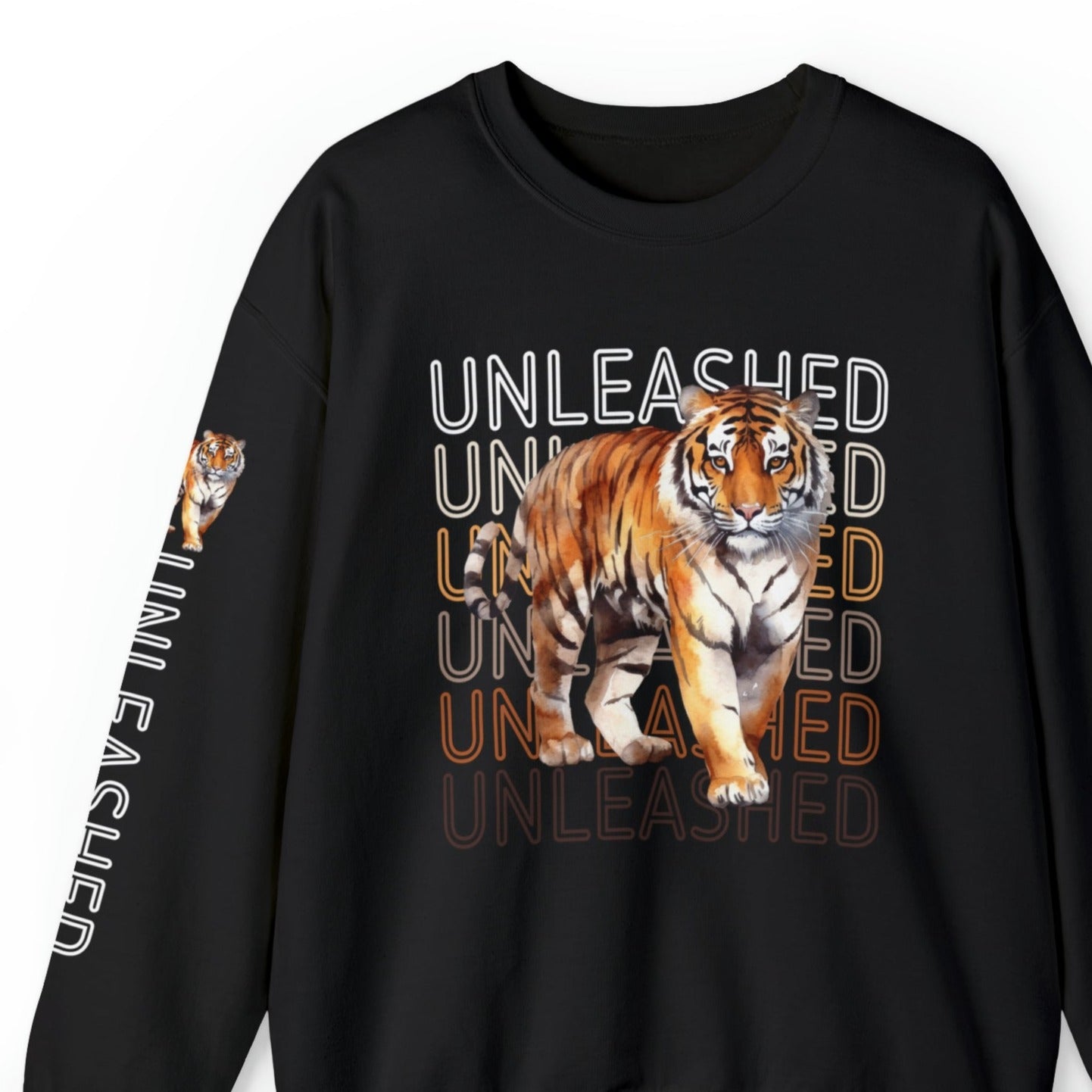 Tiger Unleashed: Women's Sweatshirt with Striking Arm Detail - Eddy and Rita