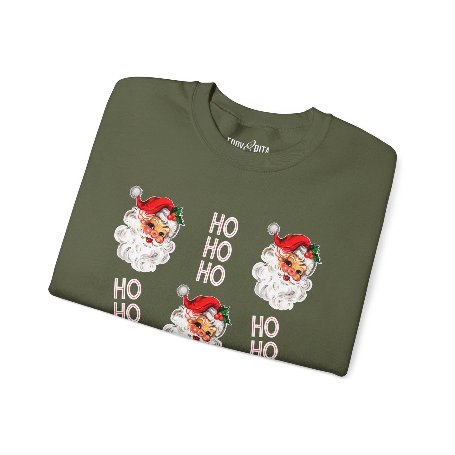 Women's Heavy Sweatshirt – "Ho Ho Ho Santa" Festive Christmas Graphic Sweatshirt