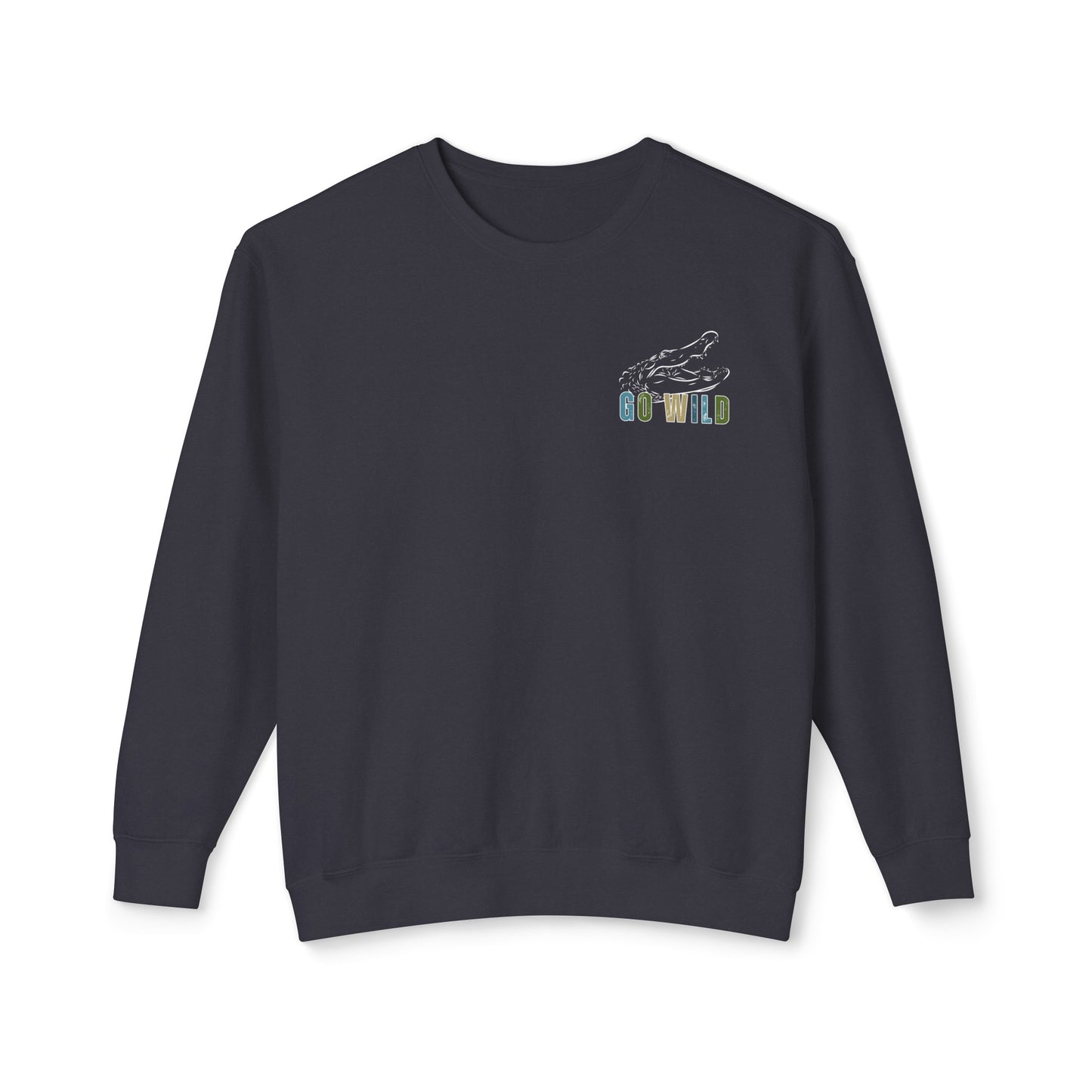 Eddy and Rita Men's Comfort Lightweight Crewneck Sweatshirt - "Go Wild" Alligator Graphic