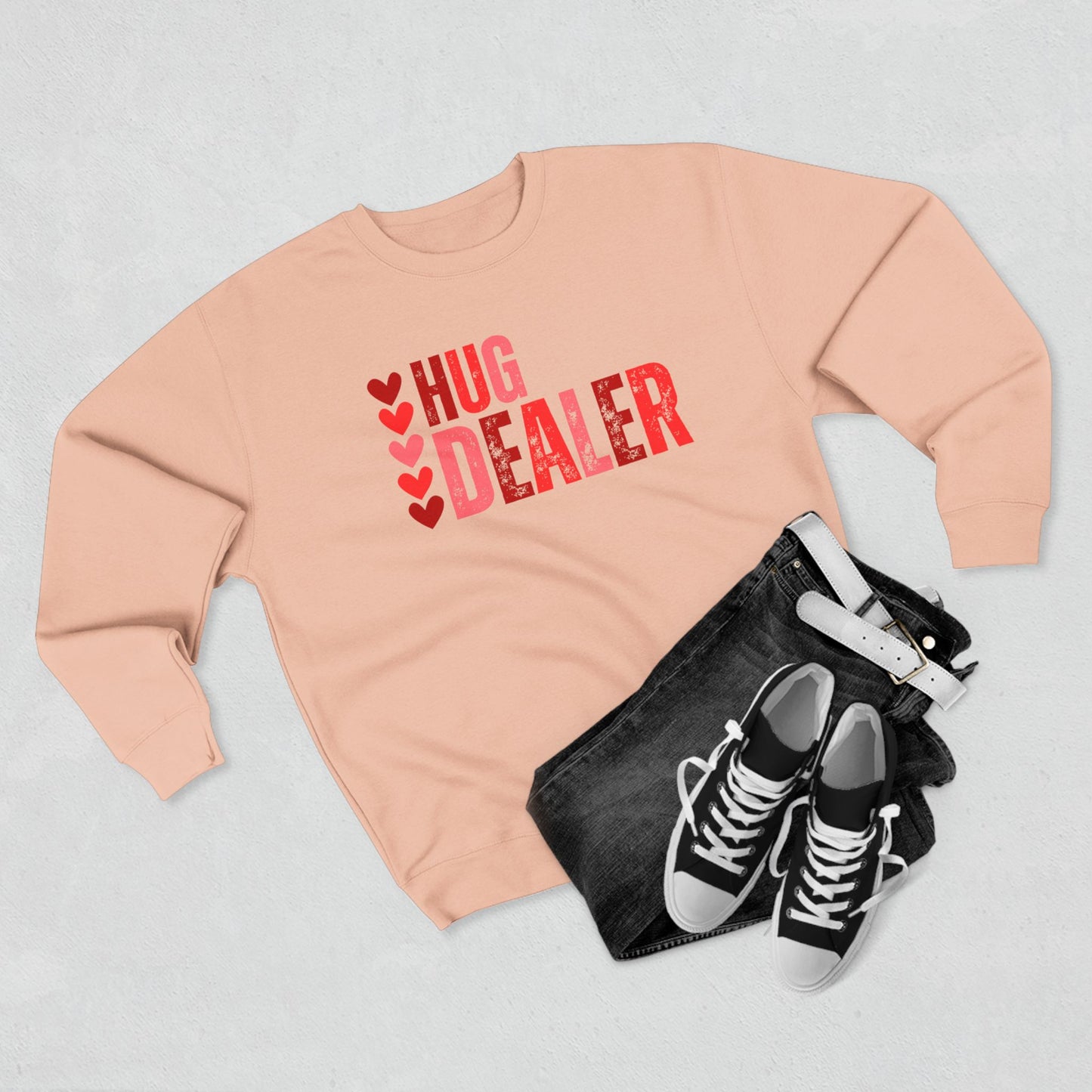 Women's Valentine's Day Graphic Sweatshirt – 'Hug Dealer' Cute and Cozy Pullover – Romantic Gift Idea, Casual Holiday Outfit