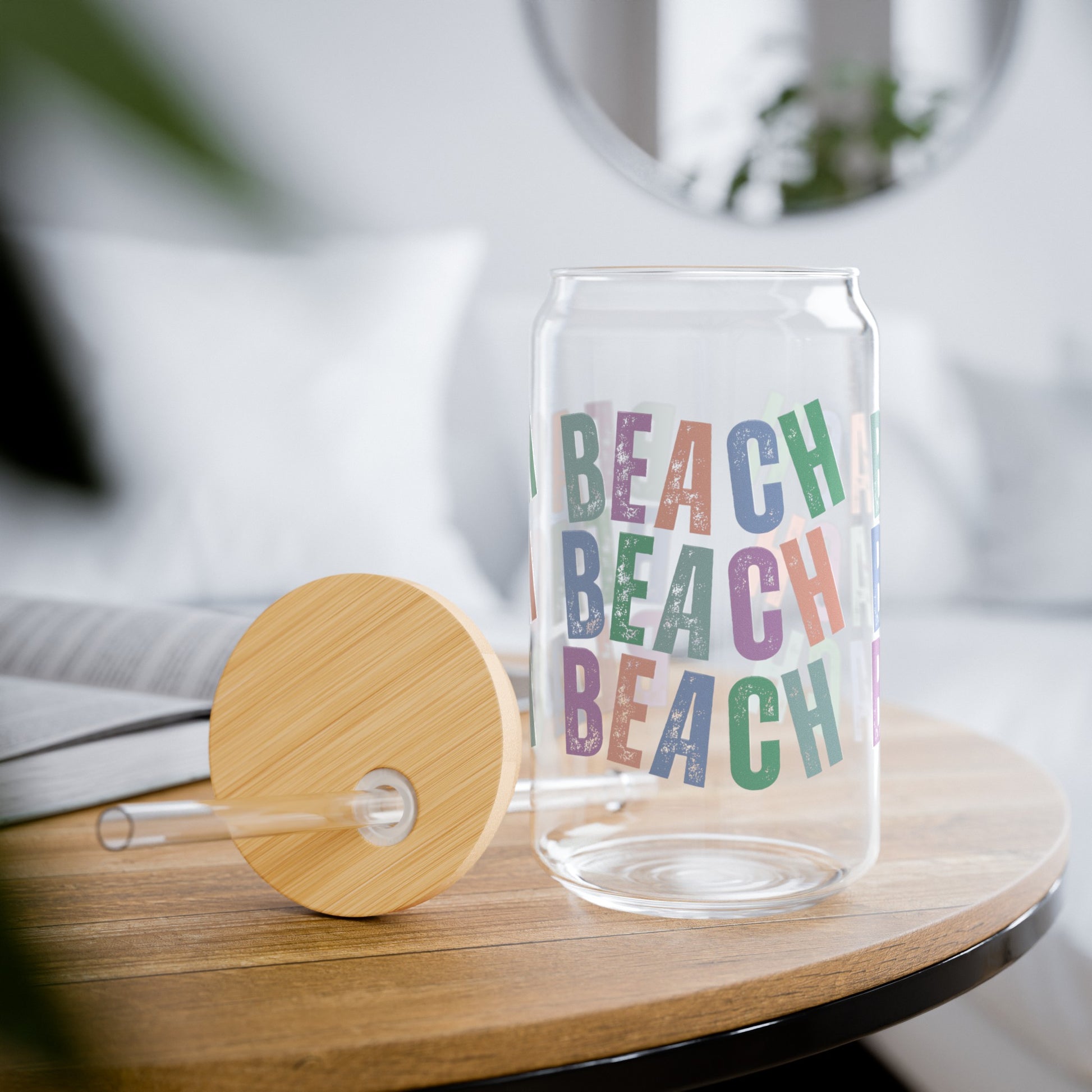 Beach Beach Beach Sipper Glass with Lid, 16oz