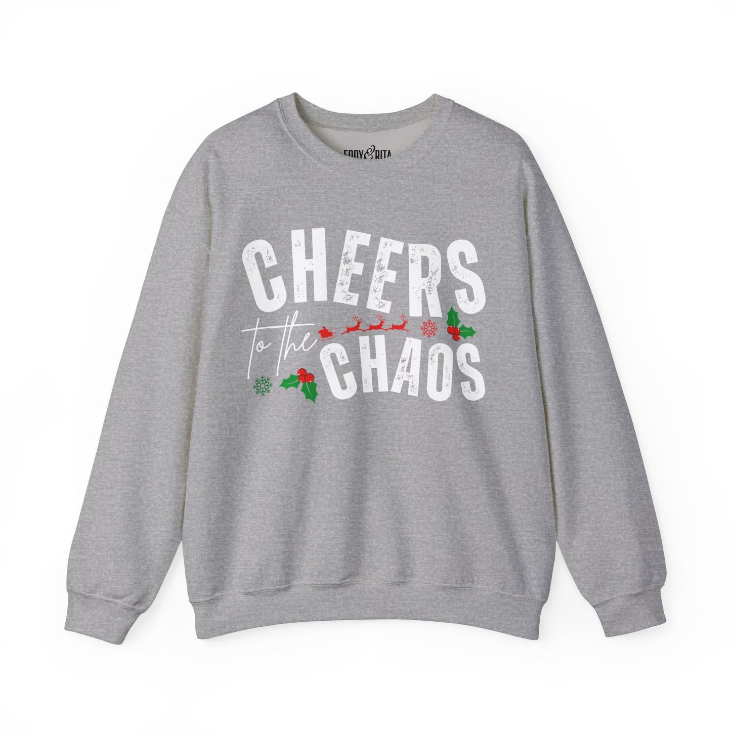 Women's Heavy Sweatshirt – "Cheers to the Chaos" Fun and Playful Winter Graphic Sweatshirt