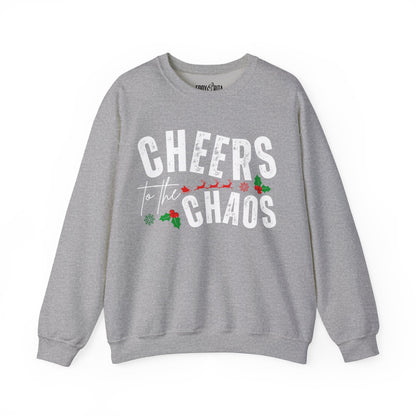 Women's Heavy Sweatshirt – "Cheers to the Chaos" Fun and Playful Winter Graphic Sweatshirt