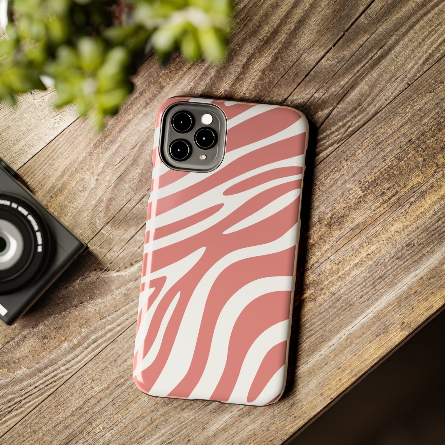 Pink and White Zebra Stripes iPhone Case - Stylish and Protective Cover for Your Device