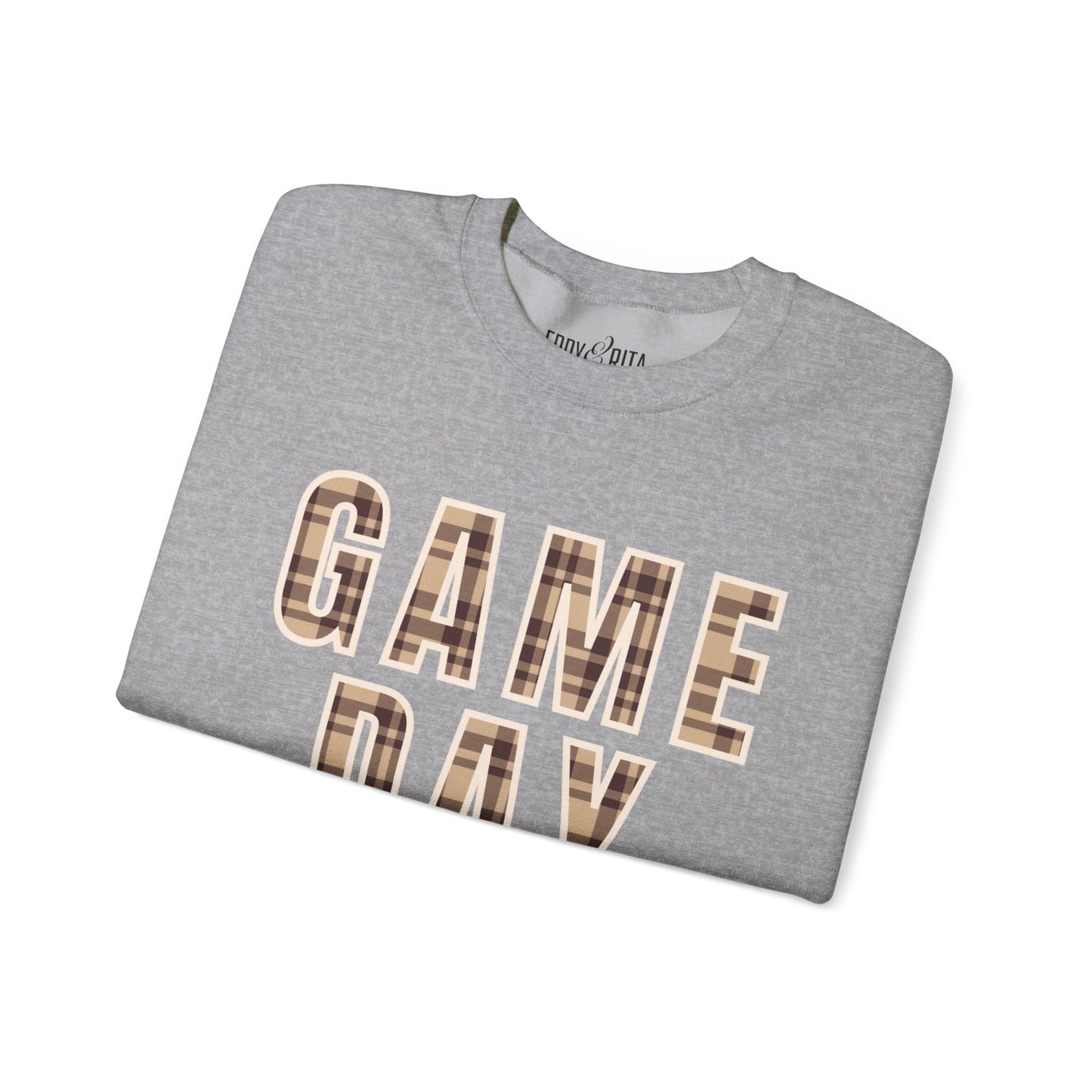 Women’s Heavy Sweatshirt – Game Day Plaid Print Design | Stylish Sports Fan Apparel