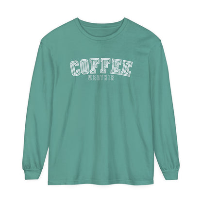 Comfort Colors Garment-Dyed Long Sleeve T-Shirt - 'Coffee Weather' Cozy Tee