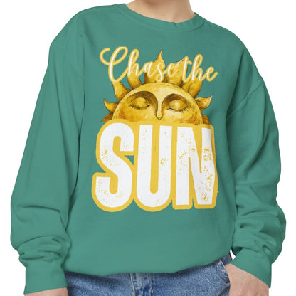 Chase the Sun Women's Comfort Colors Sweatshirt - Cozy and Inspirational - Eddy and Rita