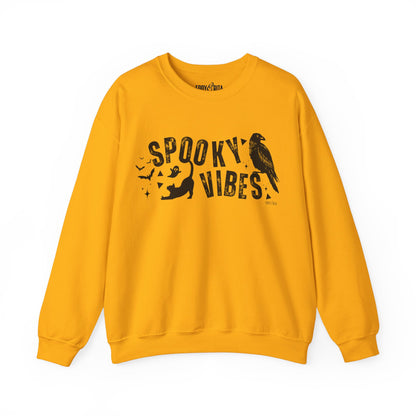 Eddy and Rita Women's Heavy Crewneck Sweatshirt - "Spooky Vibes" Halloween Graphic Pullover