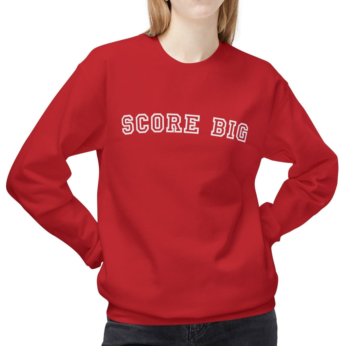 Eddy and Rita Women's Midweight Crewneck Sweatshirt - "Score Big" Motivational Graphic Pullover