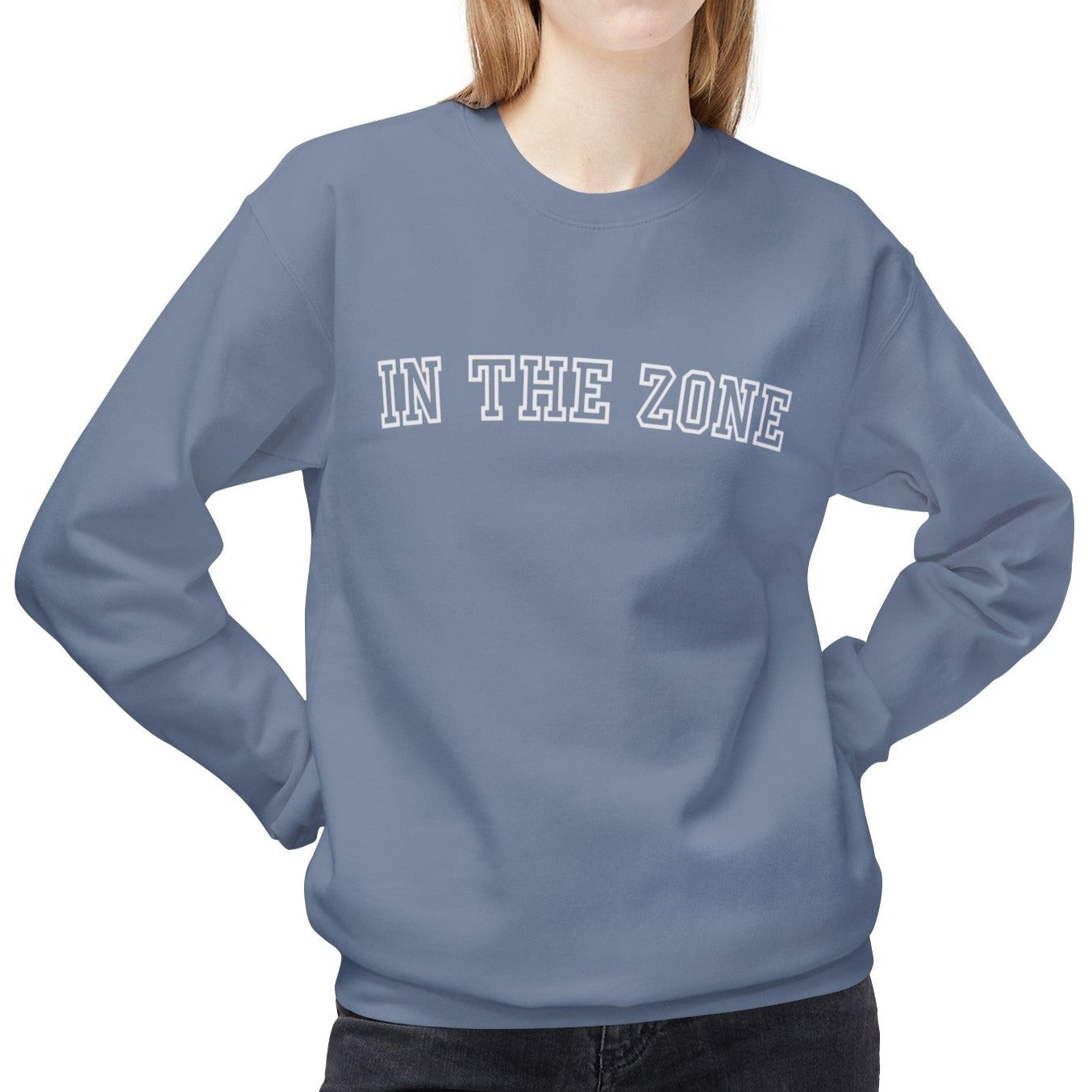 Eddy and Rita Women's Midweight Crewneck Sweatshirt - "In the Zone" Motivational Graphic Pullover