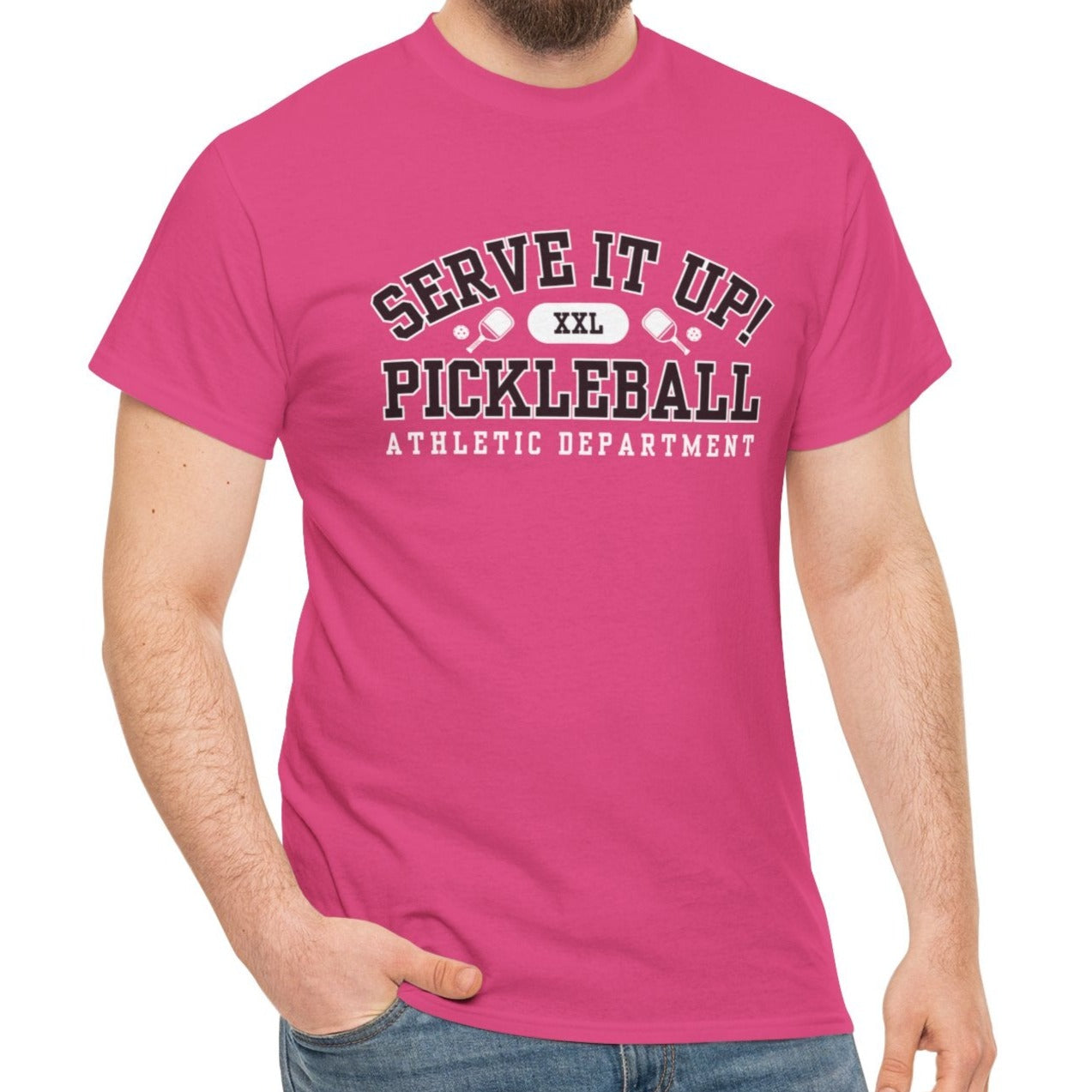 Eddy and Rita Unisex Heavy Cotton T-Shirt - "Serve It Up Pickleball Athletic Department" Graphic Tee