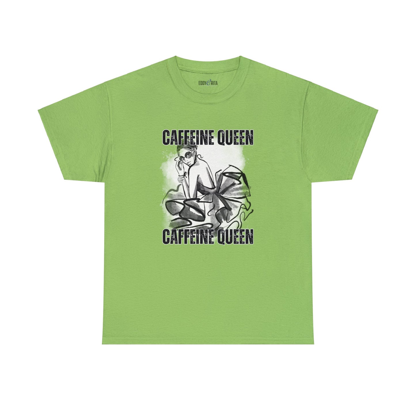 Caffeine Queen Comfort - Women's Heavy Cotton Tee for Coffee Lovers - Eddy and Rita