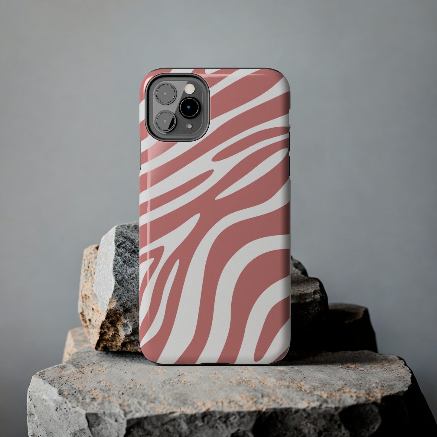 Pink and White Zebra Stripes iPhone Case - Stylish and Protective Cover for Your Device