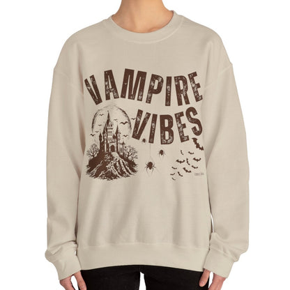 Eddy and Rita Women's Heavy Crewneck Sweatshirt - "Vampire Vibes" Halloween Graphic Pullover