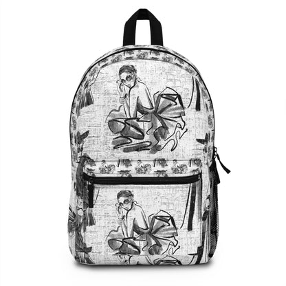 Fashionista Chic Women's Backpack with Black and White Print