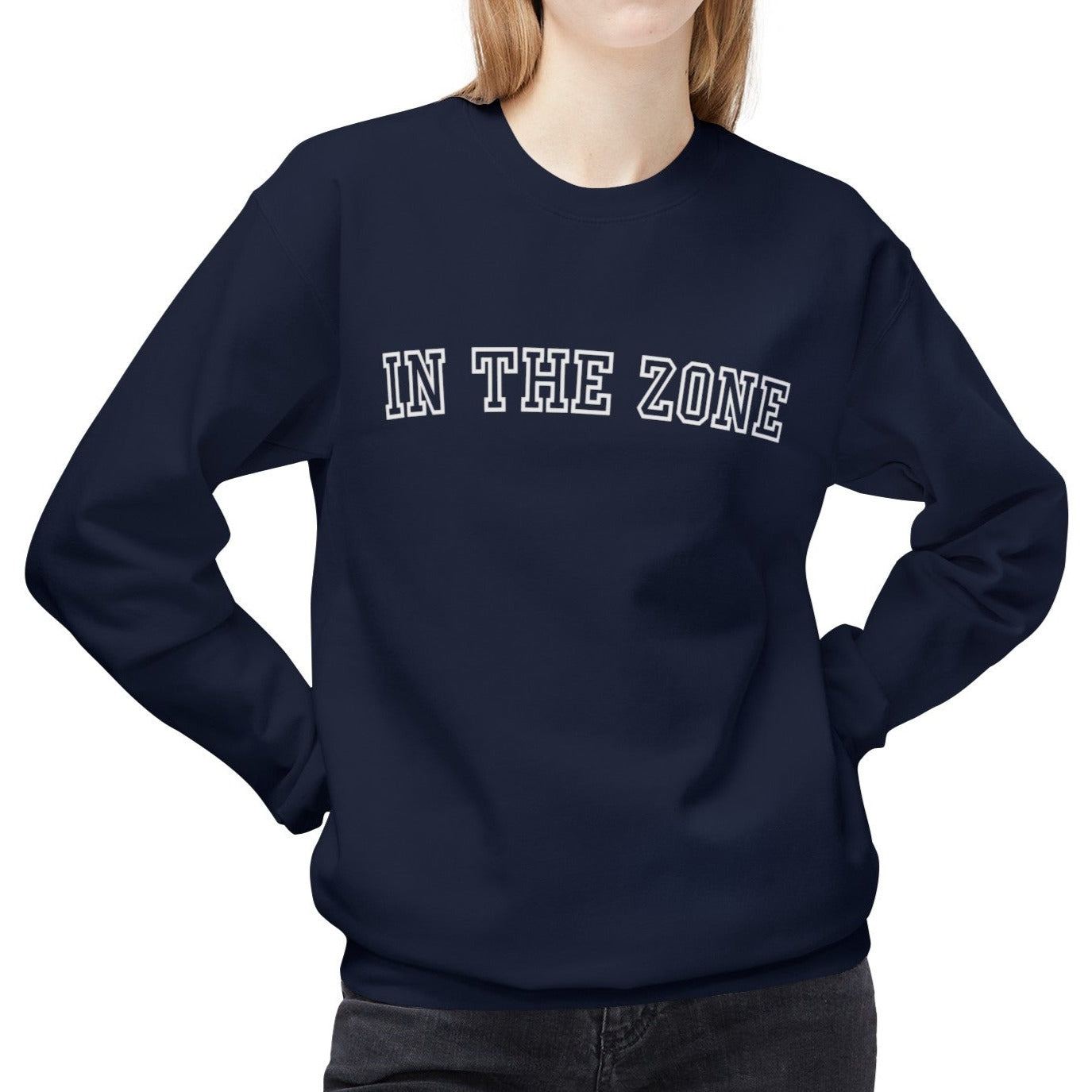 Eddy and Rita Women's Midweight Crewneck Sweatshirt - "In the Zone" Motivational Graphic Pullover