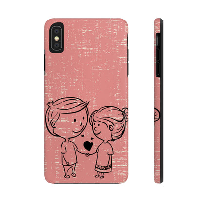 Romantic Couple Holding Hands Line Drawing Cell Phone Case - Rose Colored Love Cover