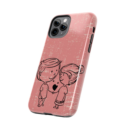 Romantic Couple Holding Hands Line Drawing Cell Phone Case - Rose Colored Love Cover