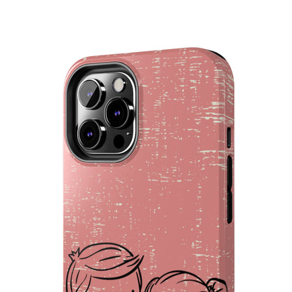 Romantic Couple Holding Hands Line Drawing Cell Phone Case - Rose Colored Love Cover