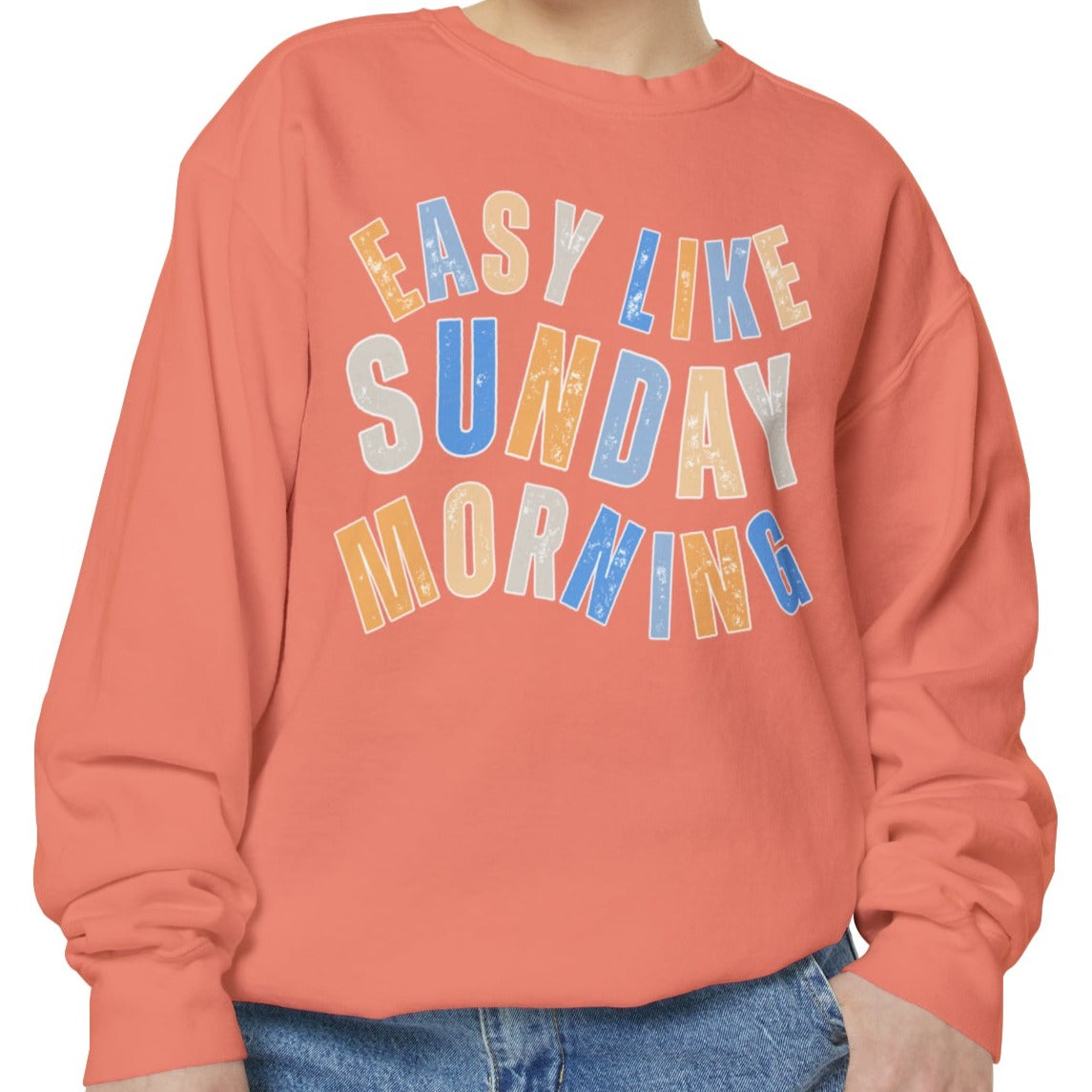 Easy Like Sunday Morning Cozy Comfort Colors Women's Sweatshirt - Relax in Style - Eddy and Rita