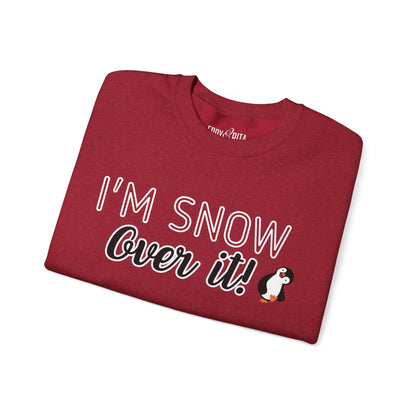 Women’s Heavy Sweatshirt – “I’m Snow Over It” Penguin Graphic | Cozy and Playful Winter Fashion