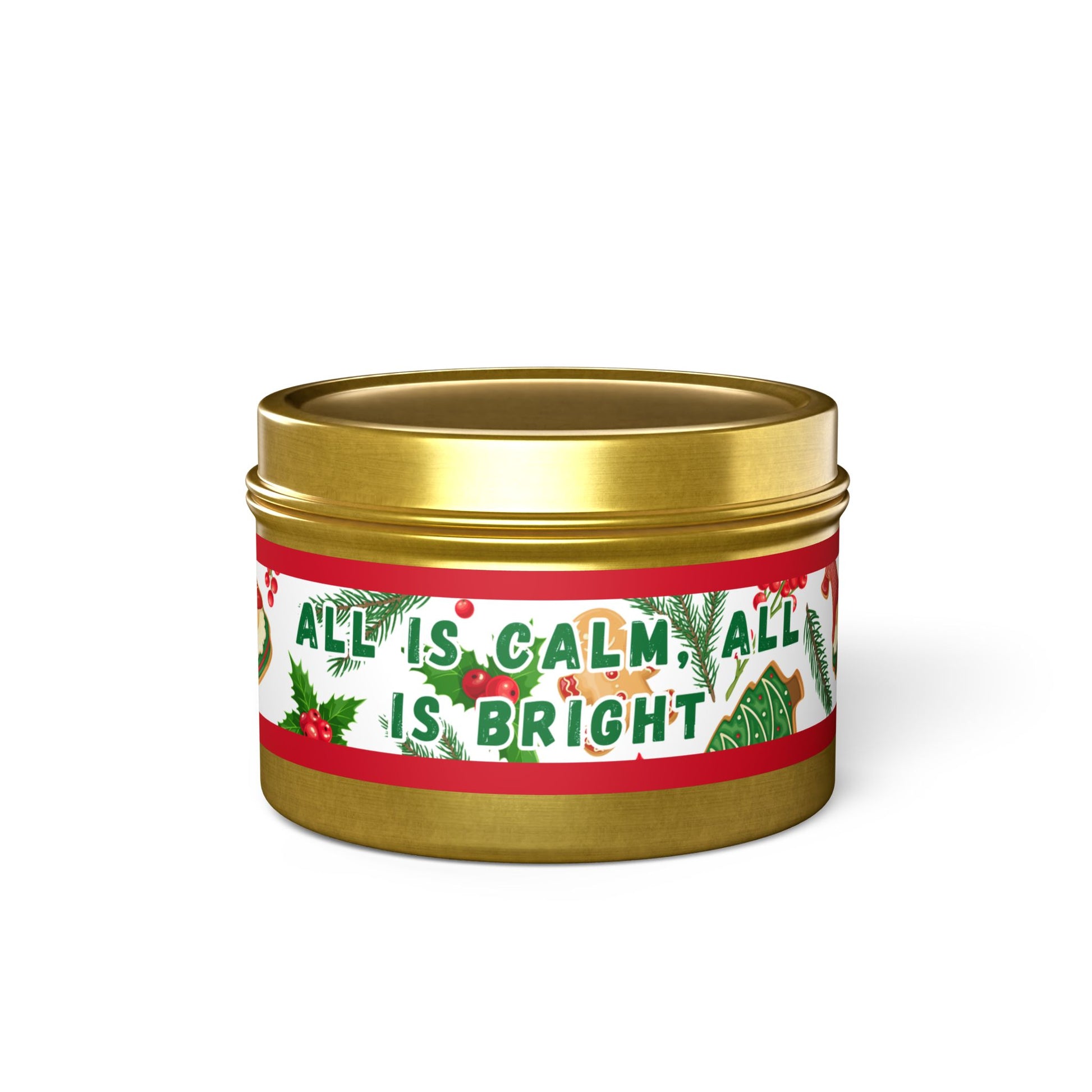 4 oz Coffee Scented Tin Candle – “All Is Calm, All Is Bright” Design | Cozy Holiday Stocking Stuffer