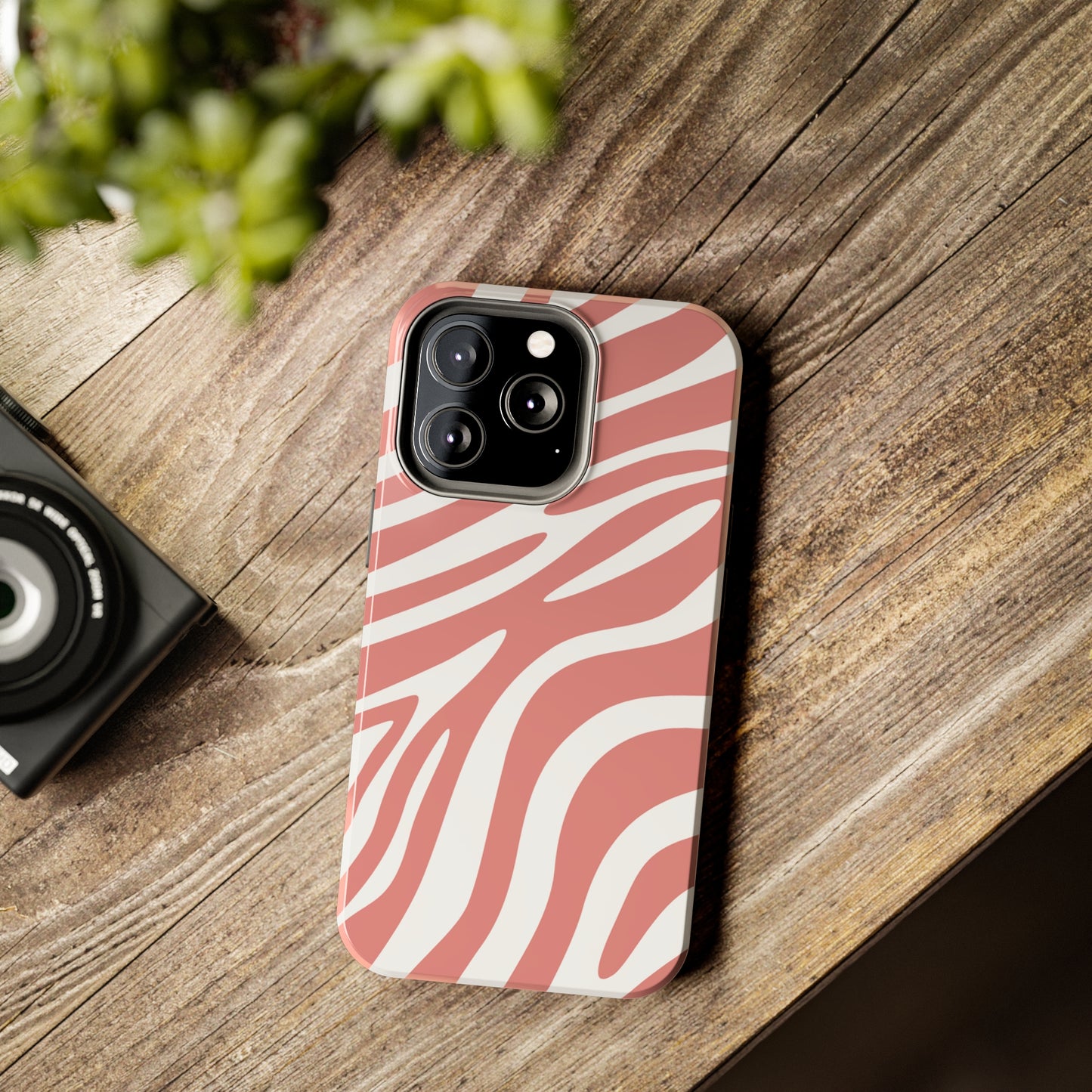 Pink and White Zebra Stripes iPhone Case - Stylish and Protective Cover for Your Device